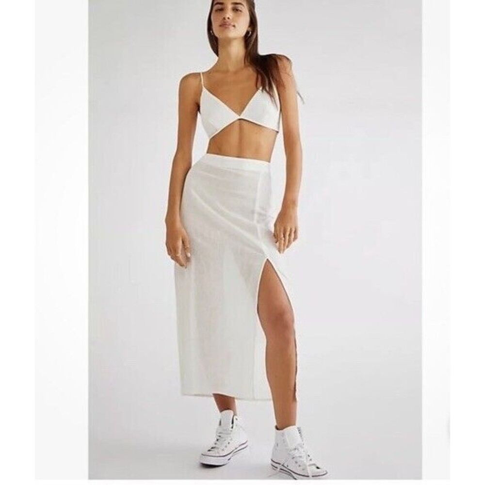 Free People Libby Lace 2 Piece Skirt Midi Dress, Ivory, large RRP $108